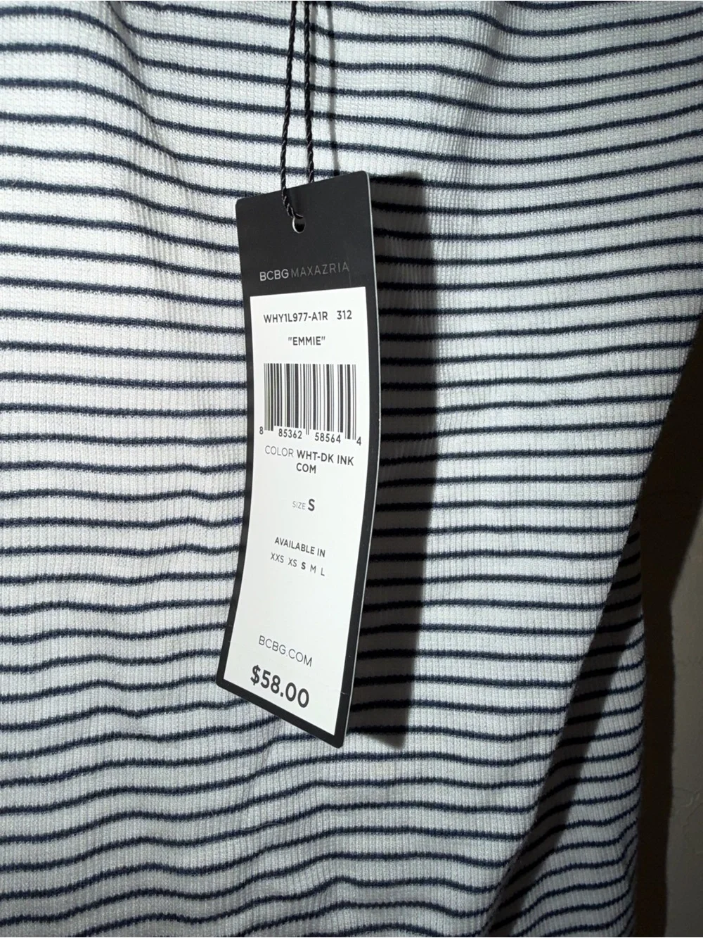 NWT bcbgmaxazria tank top emmie stripped white size small - Picture 2 of 4